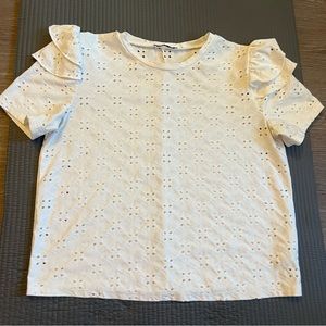 Zara Eyelet Ruffle Sleeves Top Sz S
